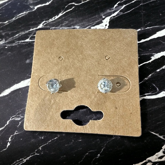 Signed JCM 925 CZ China Sterling Silver & 3 CT 7mm Solitaire CZ Stud Earrings - Picture 1 of 16